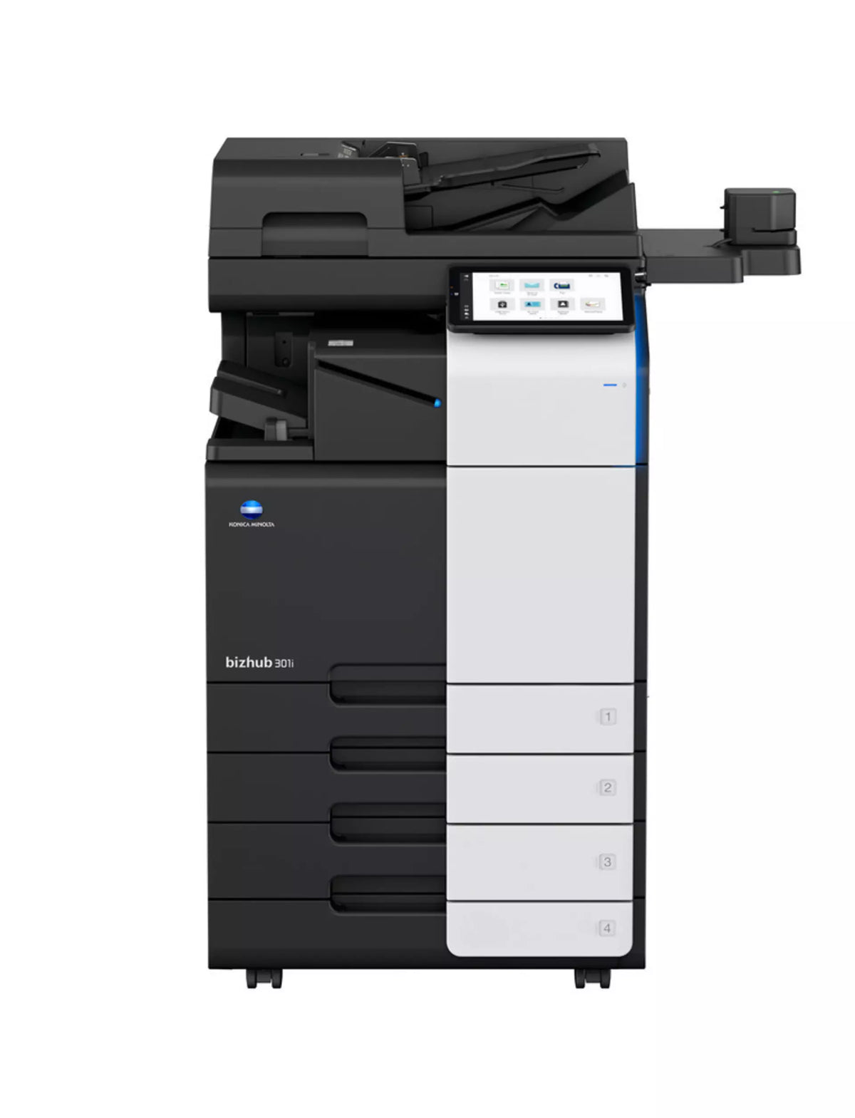 Konica Minolta bizhub 300i, A3 MONO MFD, Std Print Controller 2x500 sheets Paper Cassette, 100 sheet bypass, HDD SDD 250GB, Duplex, Black & White