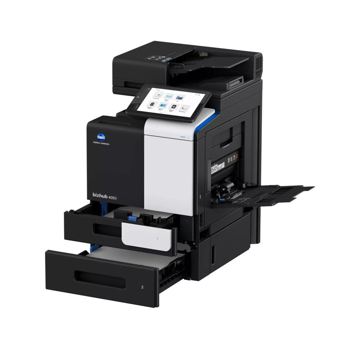 Konica Minolta Bizhub 4051i A4 MFD. Std print controller w/PCL & PS3. 500 sheets & 100-sheet bypass.Dual Scan-DF and duplex standard. Black & White