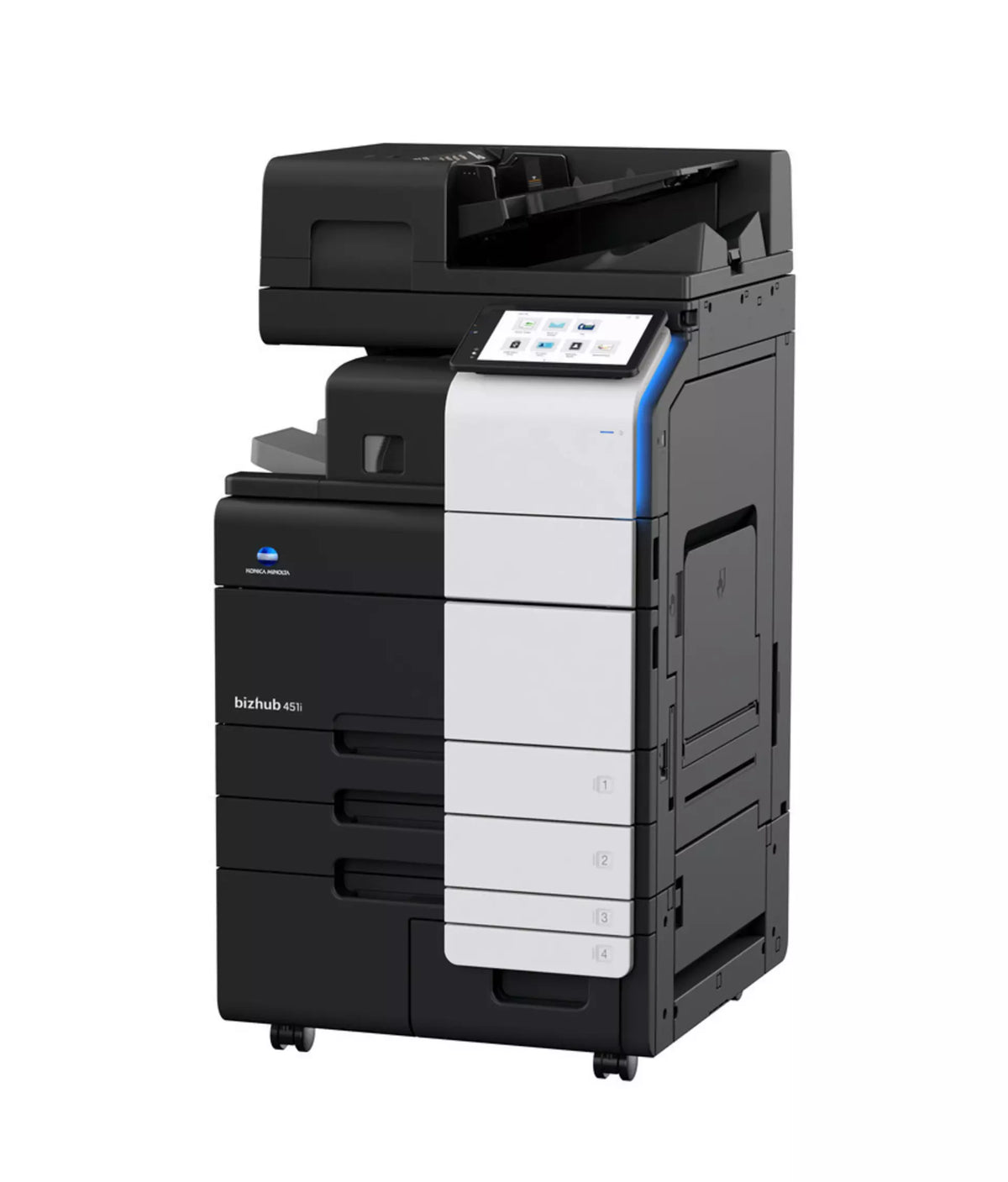 Konica Minolta bizhub 451i A3 Mono MFD. Dual Scan Document Feeder, Std Print Controller, 2x500 sheets Paper Cassette, 100 sheet bypass, HDD SDD 250GB, Duplex, Black & White
