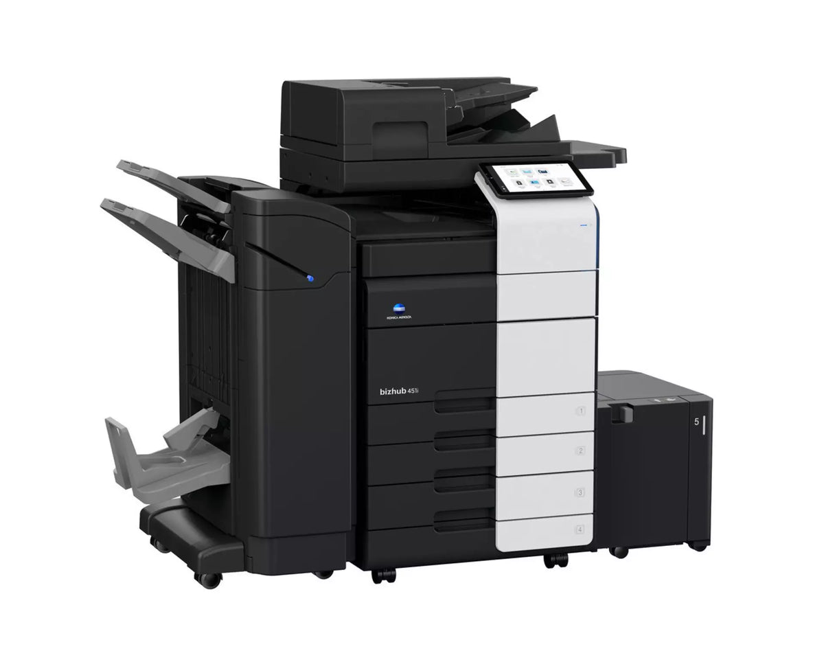 Konica Minolta bizhub 451i A3 Mono MFD. Dual Scan Document Feeder, Std Print Controller, 2x500 sheets Paper Cassette, 100 sheet bypass, HDD SDD 250GB, Duplex, Black & White