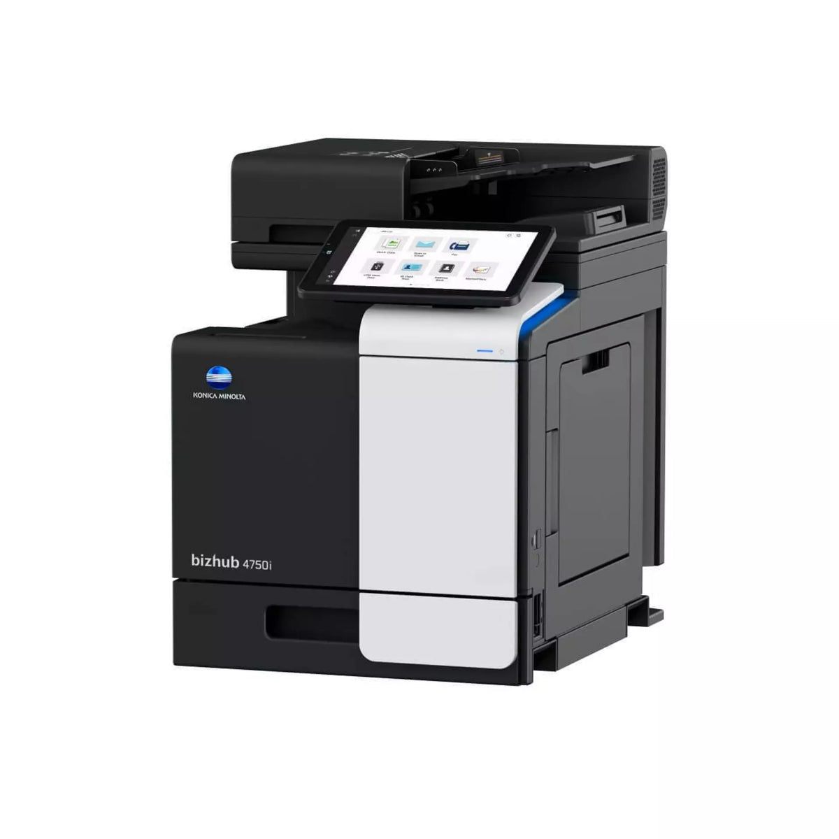Konica Minolta bizhub 4750i A4 MFD. Std print controller w/PCL & PS3. 500 sheets & 100-sheet bypass.Dual Scan-DF and duplex standard. Black & White