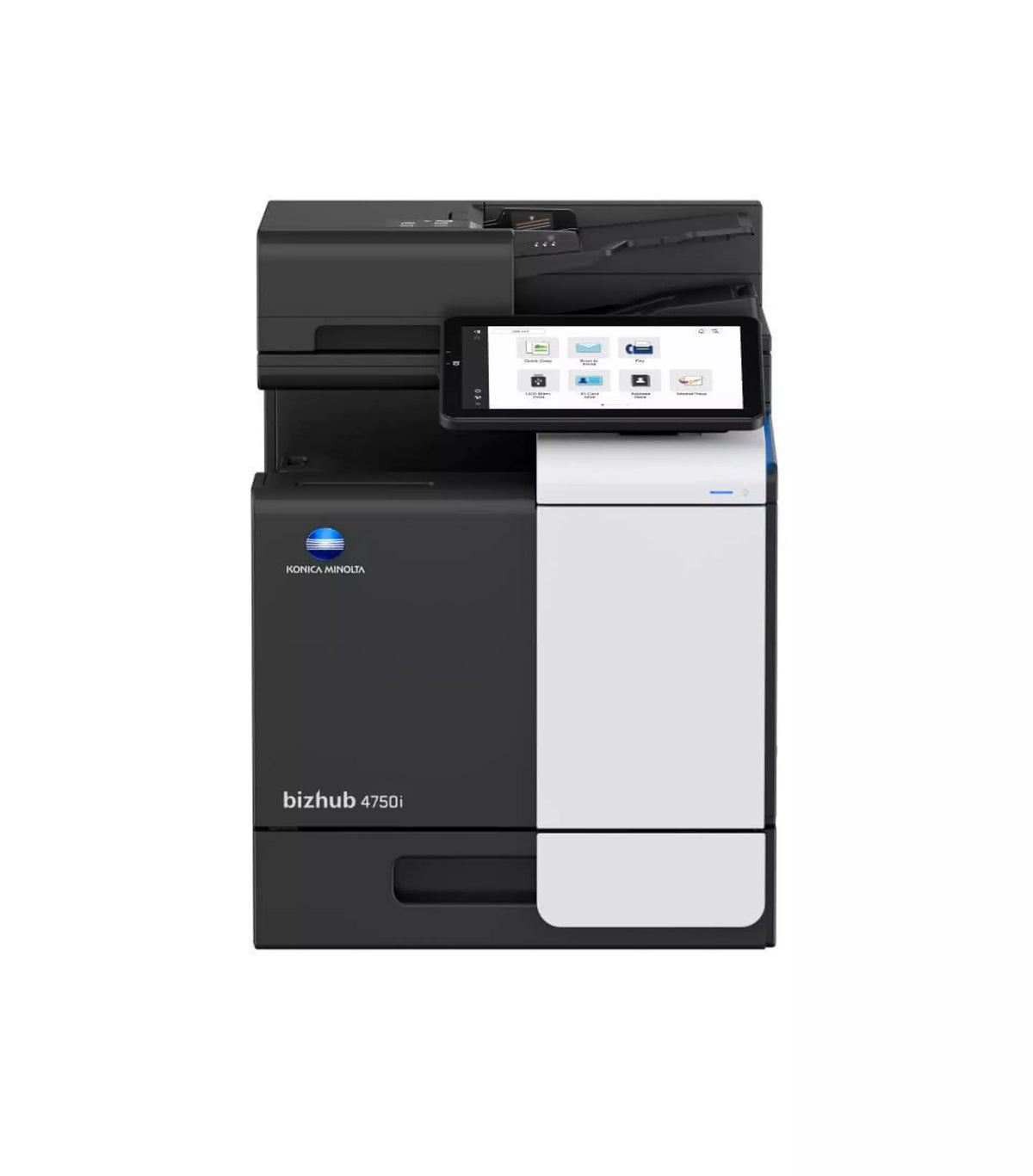 Konica Minolta bizhub 4750i A4 MFD. Std print controller w/PCL & PS3. 500 sheets & 100-sheet bypass.Dual Scan-DF and duplex standard. Black & White