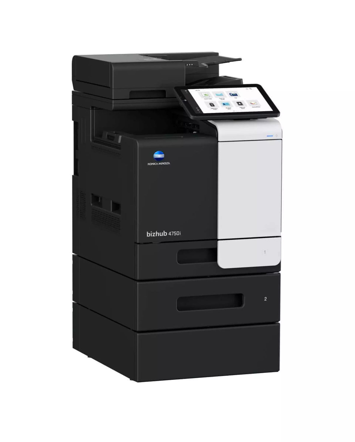 Konica Minolta bizhub 4750i A4 MFD. Std print controller w/PCL & PS3. 500 sheets & 100-sheet bypass.Dual Scan-DF and duplex standard. Black & White