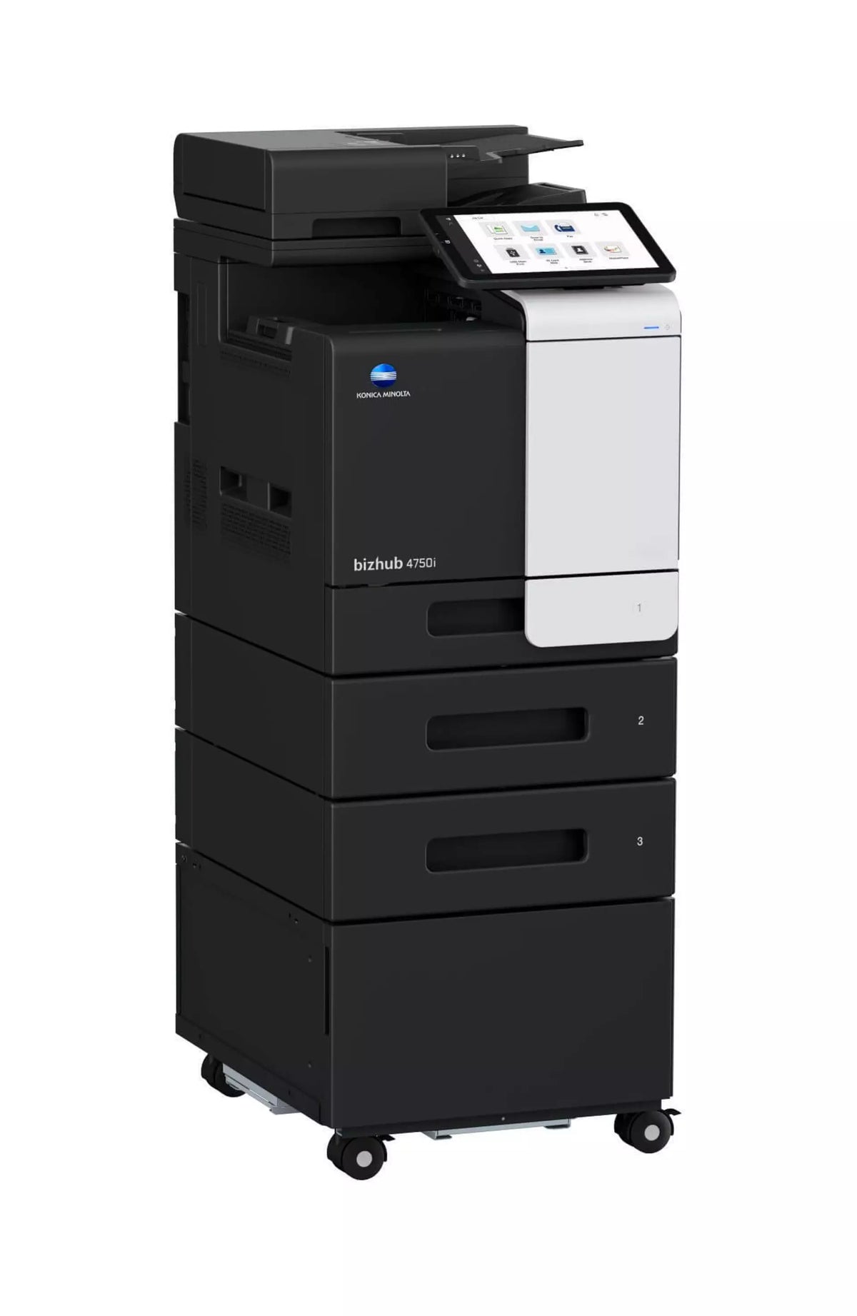 Konica Minolta bizhub 4750i A4 MFD. Std print controller w/PCL & PS3. 500 sheets & 100-sheet bypass.Dual Scan-DF and duplex standard. Black & White