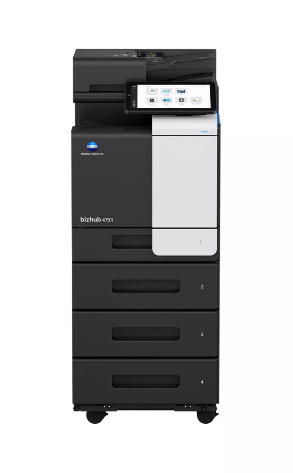 Konica Minolta bizhub 4751i A4 MFD. Std print controller w/PCL & PS3. 500 sheets & 100-sheet bypass.Dual Scan-DF and duplex standard. Black & White