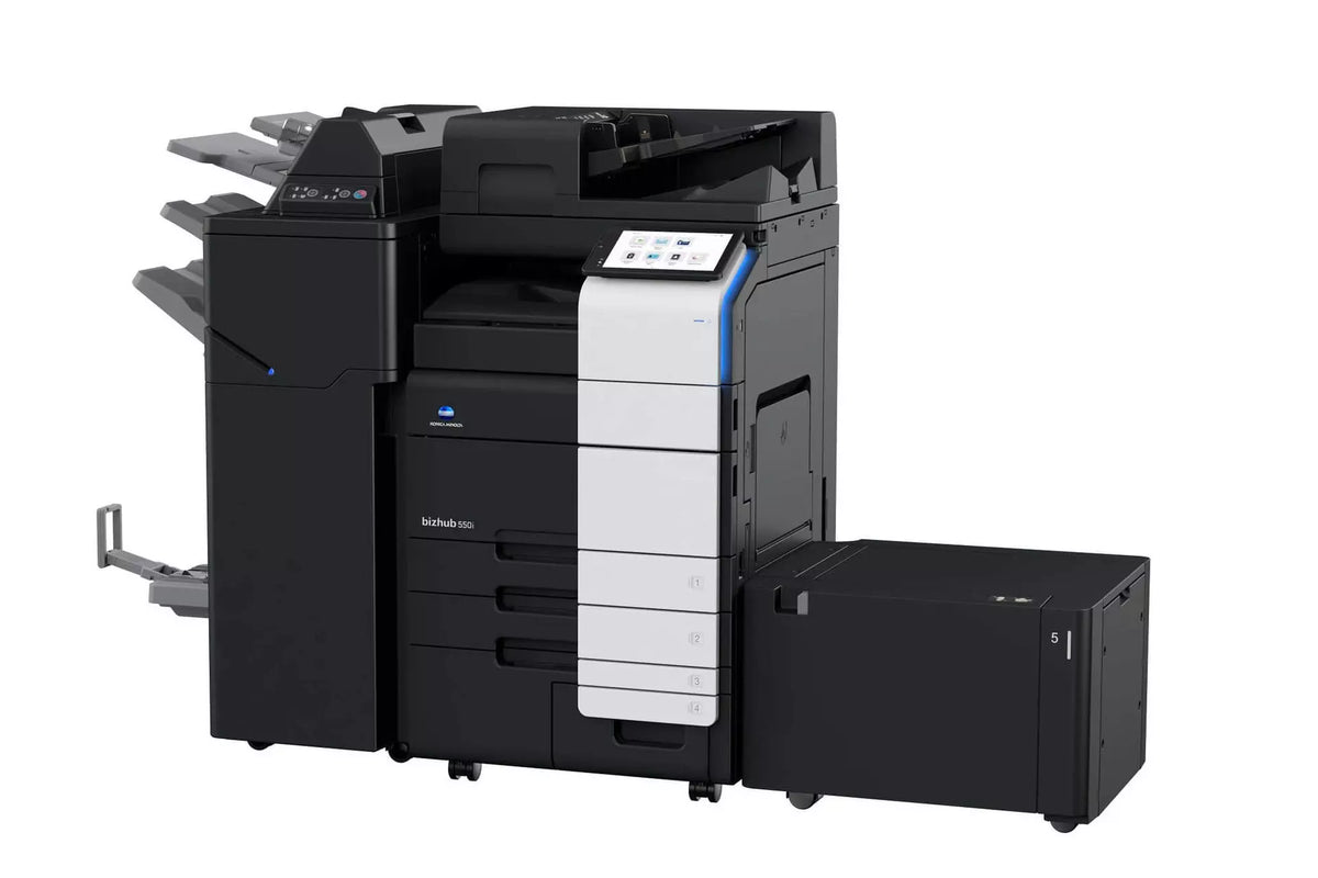Konica Minolta bizhub 550i A3 Mono MFD. Dual Scan Document Feeder, Std Print Controller, 2x500 sheets Paper Cassette, 100 sheet bypass, HDD SDD 250GB, Duplex, Black & White