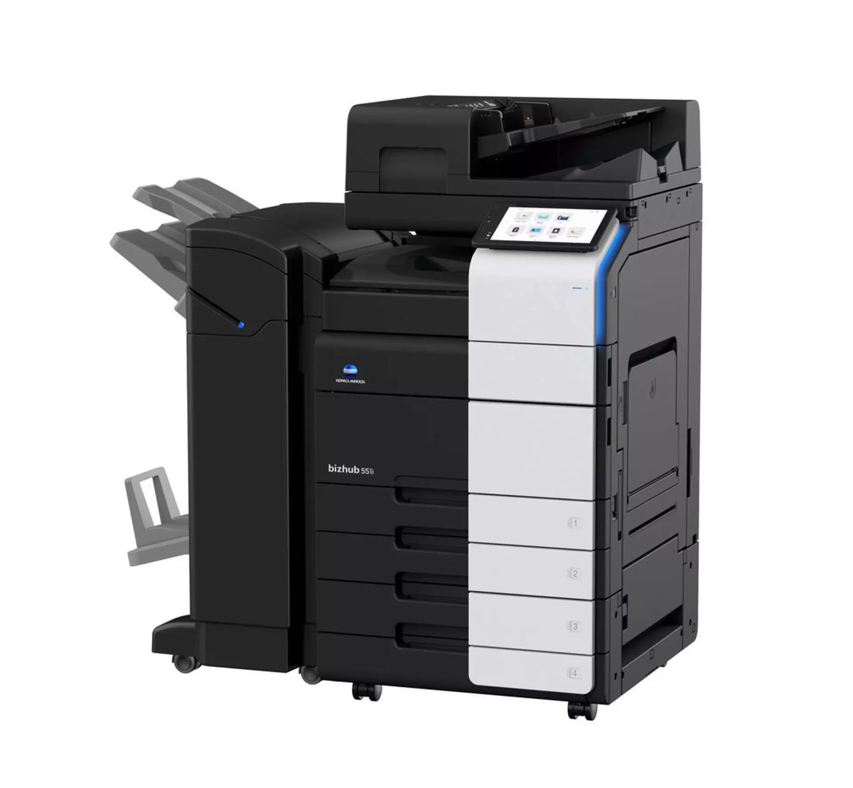 Konica Minolta bizhub 551i A3 Mono MFD. Dual Scan Document Feeder, Std Print Controller, 2x500 sheets Paper Cassette, 100 sheet bypass, HDD SDD 250GB, Duplex, Black & White