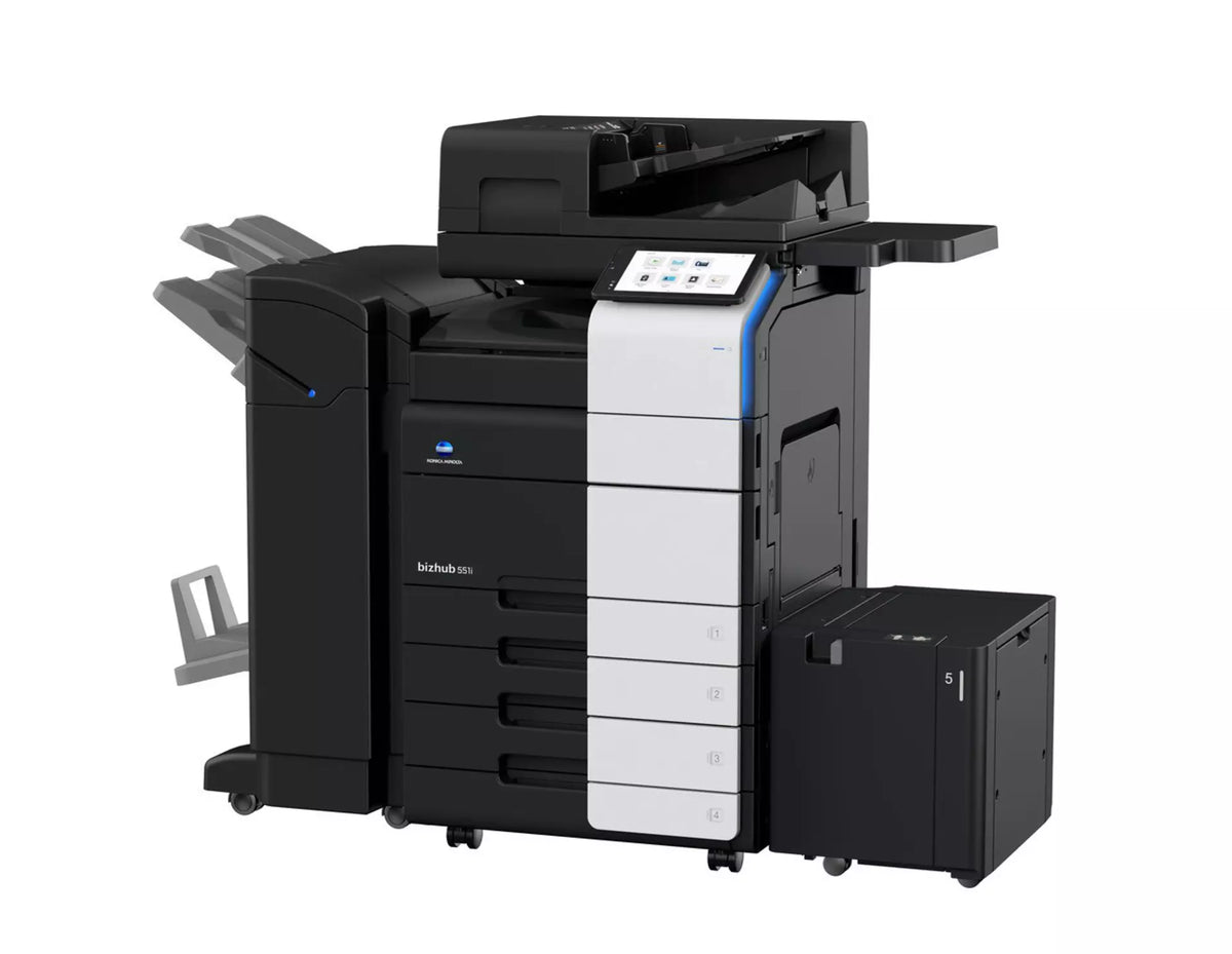 Konica Minolta bizhub 551i A3 Mono MFD. Dual Scan Document Feeder, Std Print Controller, 2x500 sheets Paper Cassette, 100 sheet bypass, HDD SDD 250GB, Duplex, Black & White