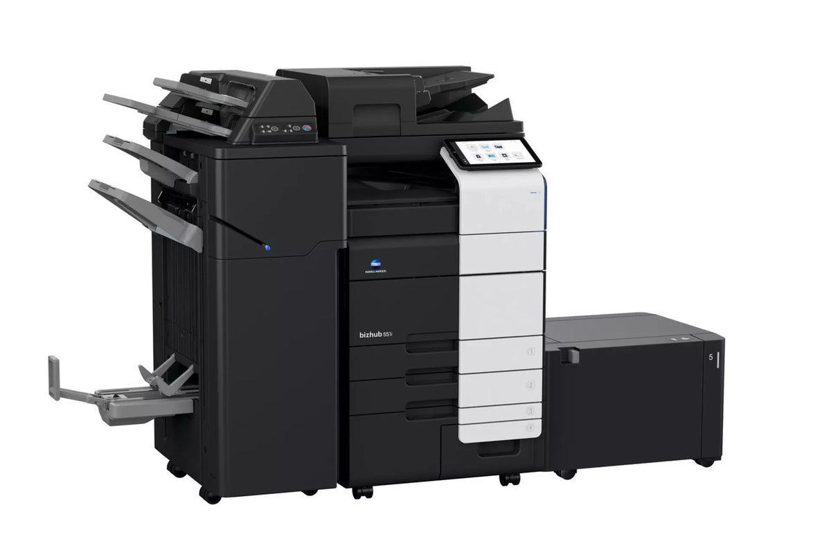 Konica Minolta bizhub 551i A3 Mono MFD. Dual Scan Document Feeder, Std Print Controller, 2x500 sheets Paper Cassette, 100 sheet bypass, HDD SDD 250GB, Duplex, Black & White