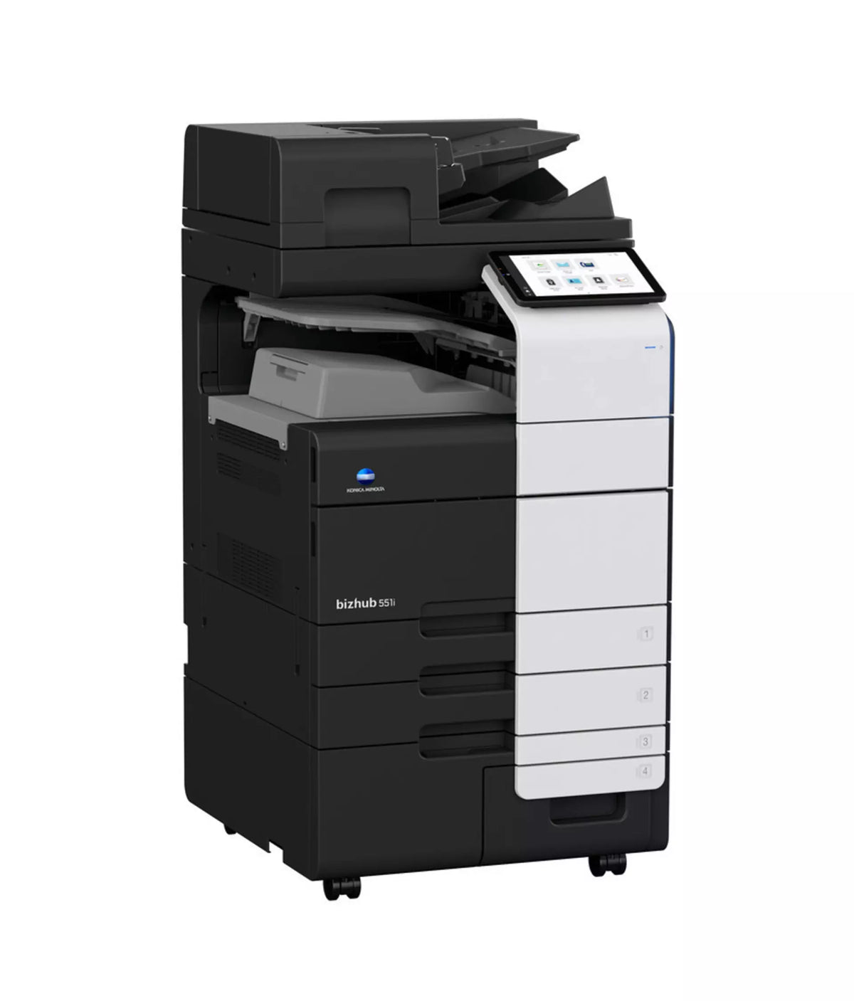 Konica Minolta bizhub 551i A3 Mono MFD. Dual Scan Document Feeder, Std Print Controller, 2x500 sheets Paper Cassette, 100 sheet bypass, HDD SDD 250GB, Duplex, Black & White