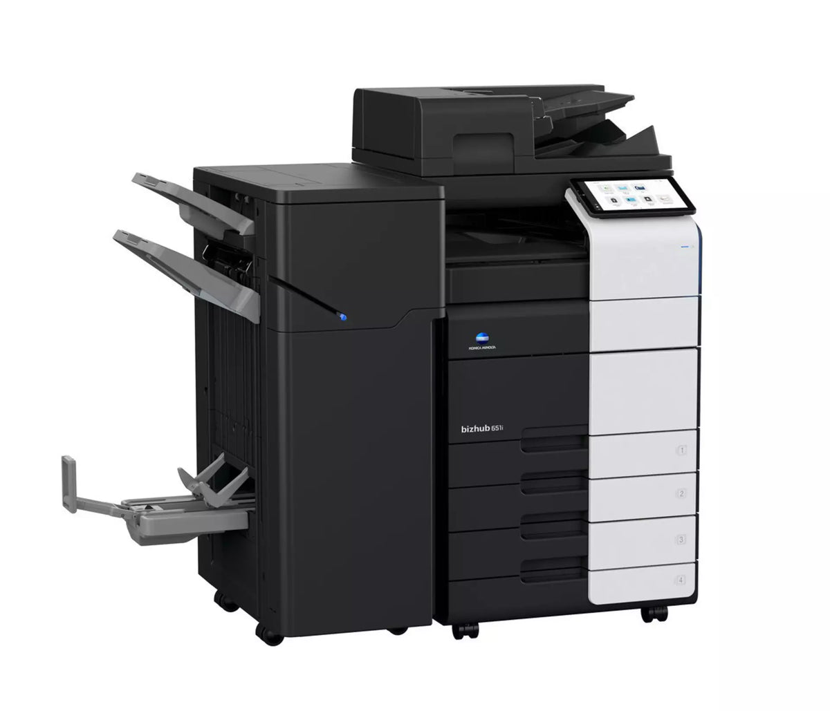 Konica Minolta bizhub 651i A3 Mono MFD. Dual Scan Document Feeder, Std Print Controller, 2x500 sheets Paper Cassette, 100 sheet bypass, HDD SDD 250GB, Duplex, Black & White