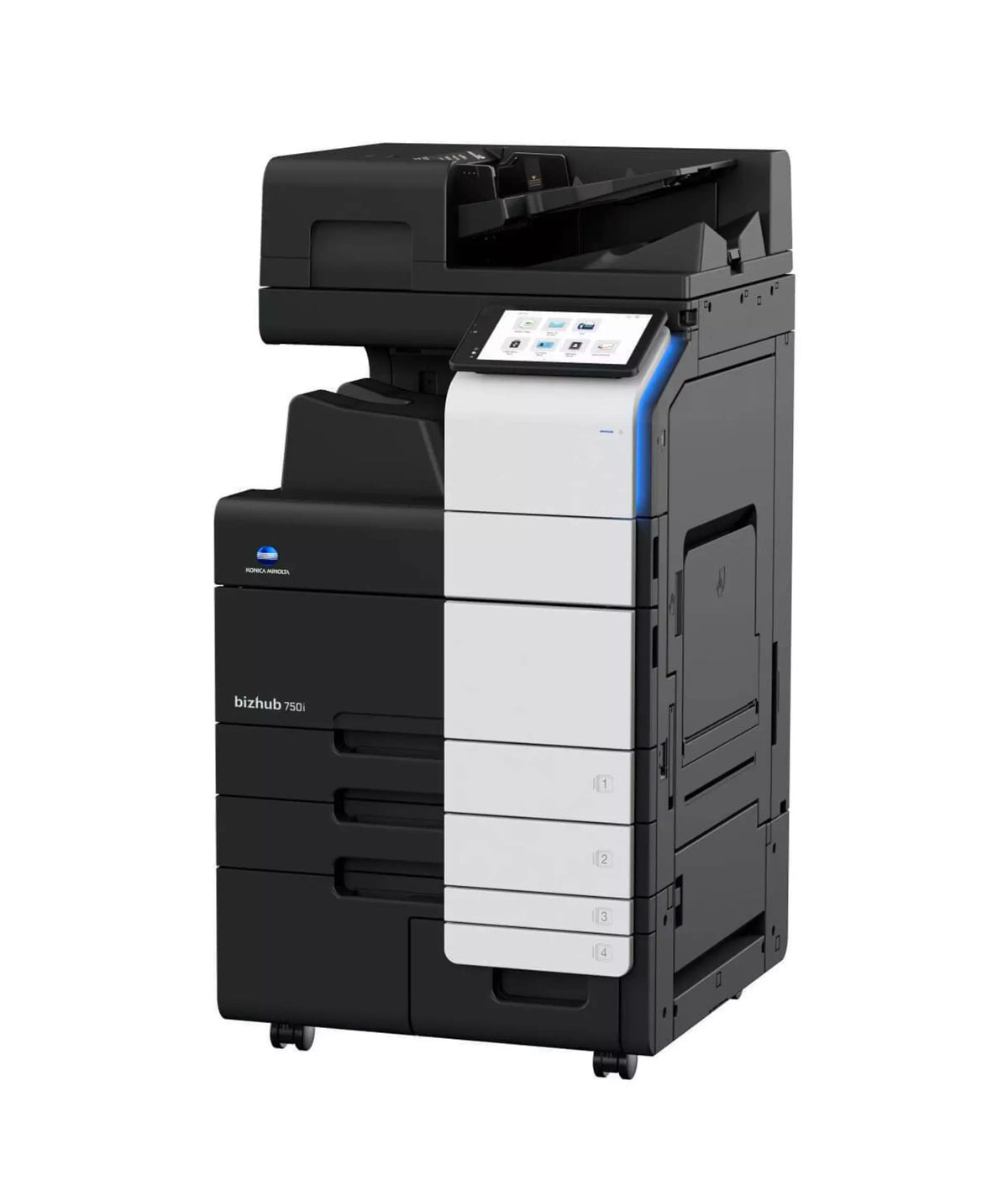 Konica Minolta bizhub 750i A3 Mono MFD. Dual Scan DF, Duplex, Bypass, Emperon, 4 x cass, HDD SDD 250GB, Duplex, Black & White
