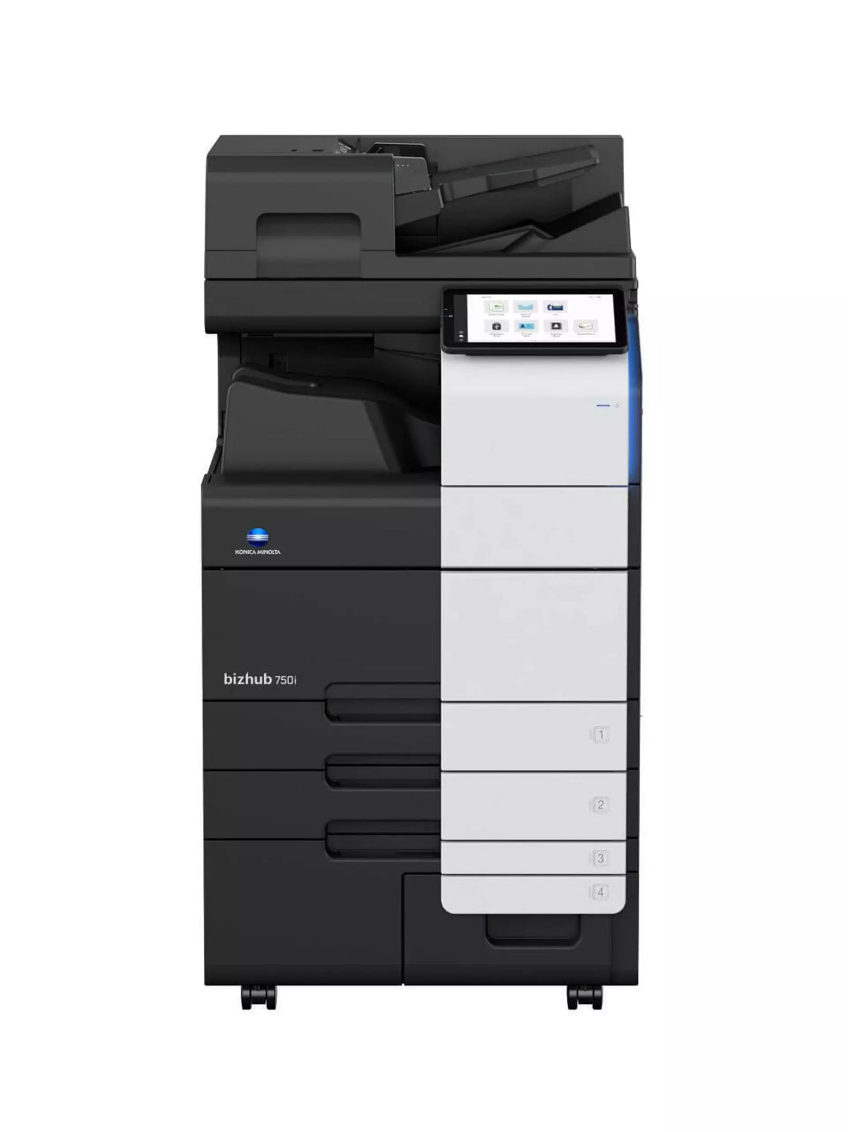 Konica Minolta bizhub 750i A3 Mono MFD. Dual Scan DF, Duplex, Bypass, Emperon, 4 x cass, HDD SDD 250GB, Duplex, Black & White