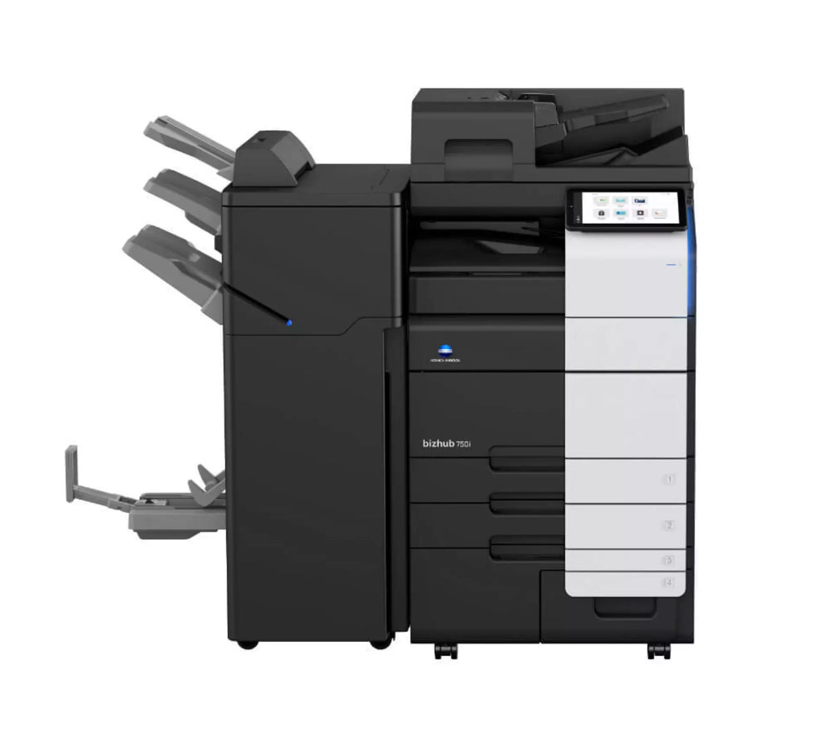 Konica Minolta bizhub 750i A3 Mono MFD. Dual Scan DF, Duplex, Bypass, Emperon, 4 x cass, HDD SDD 250GB, Duplex, Black & White
