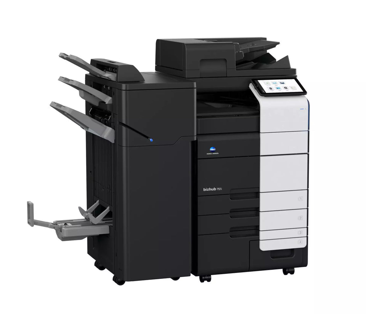 Konica Minolta bizhub 751i A3 Mono MFD. Dual Scan DF, Duplex, Bypass, Emperon, 4 x cass, HDD SDD 250GB, Duplex, Black & White