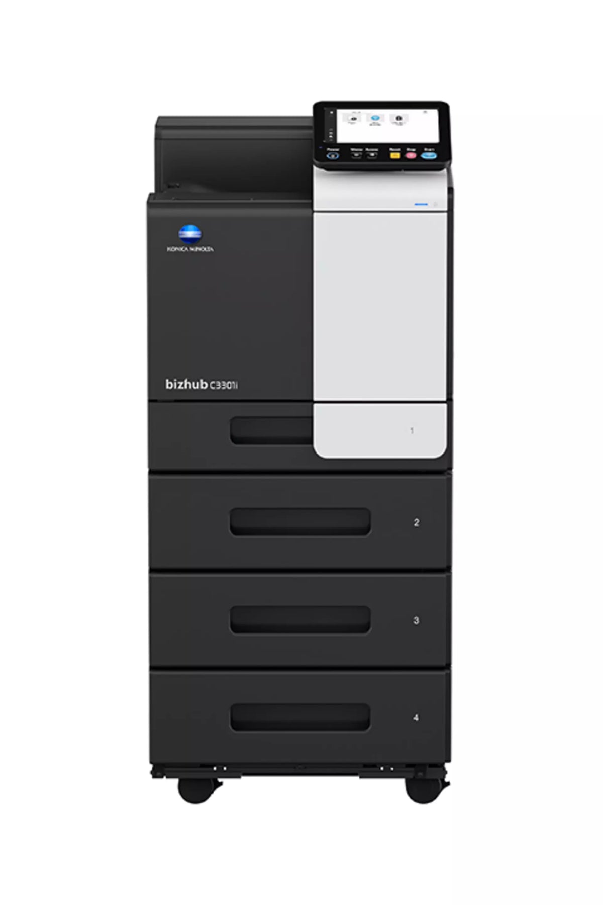 Konica Minolta bizhub C3301i - A4 Single Function Printer.  Std 500 sheets and 100-sheet bypass. Duplex unit std.