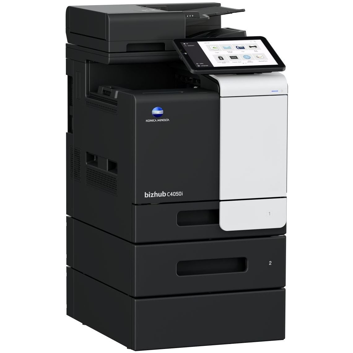 Konica Minolta bizhub C4050i A4 MFD.  Std print cntrllr and fax. 500 sheets & 100-sheet bypass. Dual Scan-DF and duplex std.