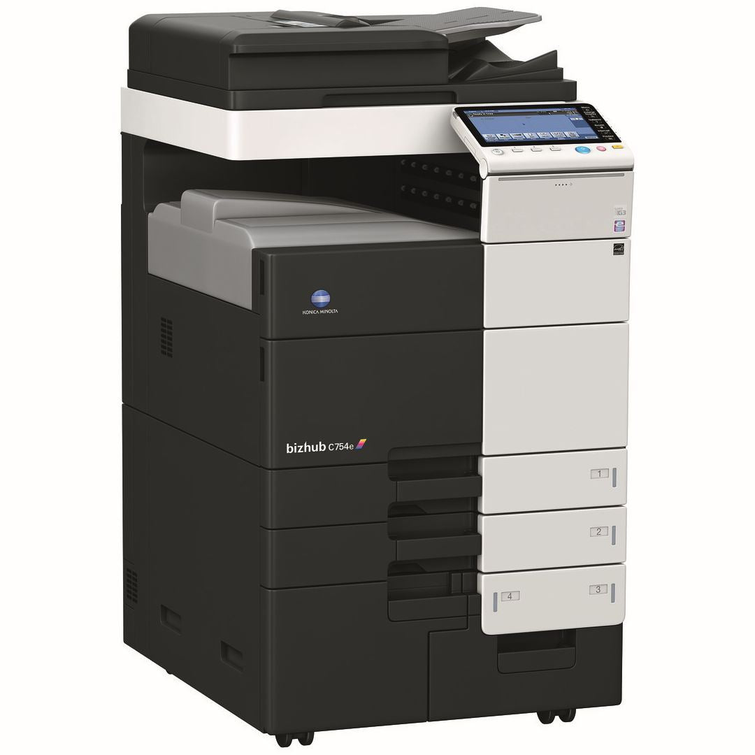 Konica Minolta bizhub C754e,  Dual Scan DF, Duplex, Bypass, Emperon, 4 x cass, 2GB RAM, 250GB HDD