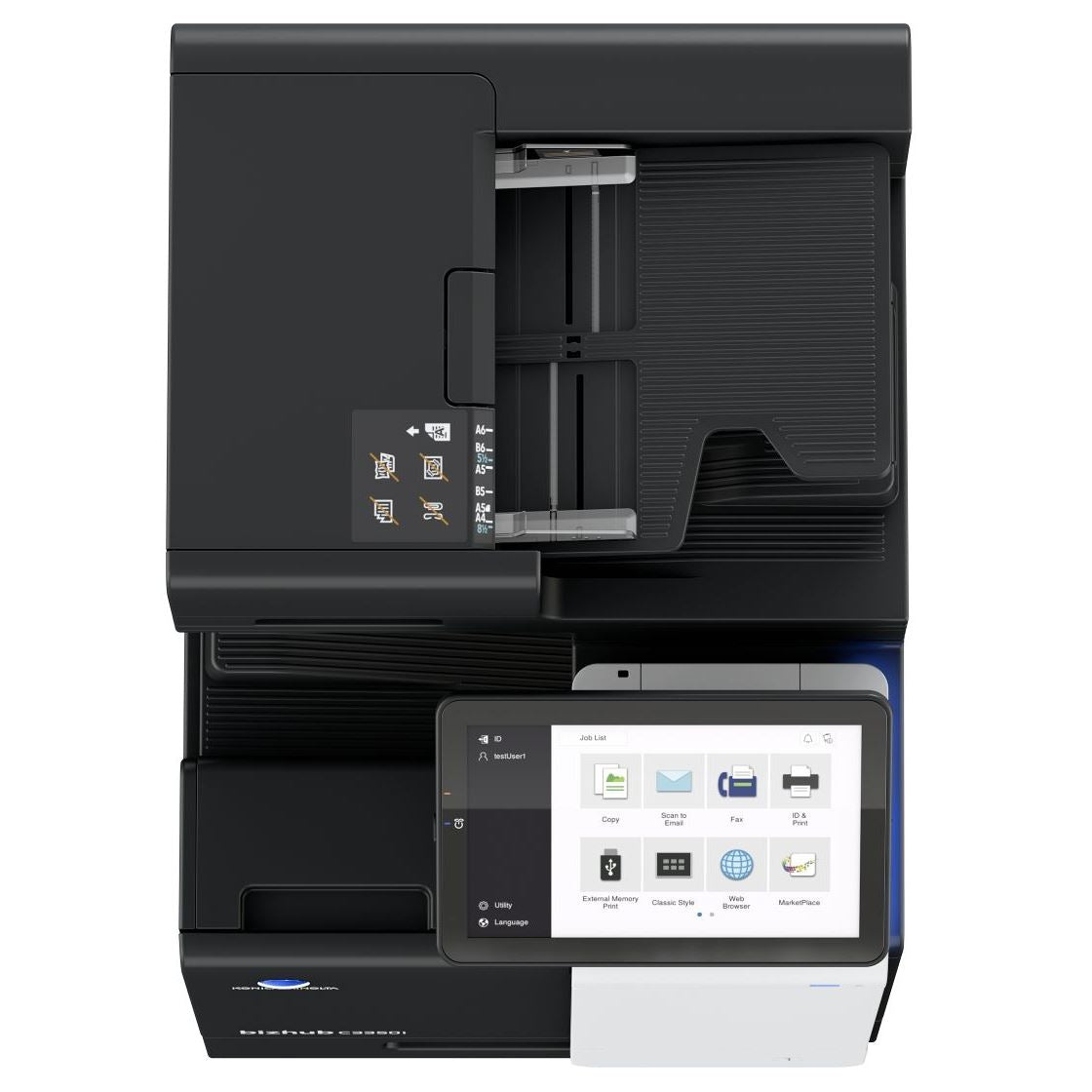 Konica Minolta bizhub C3350i A4 MFD. Std print controller w/PCL & PS3. 500 sheets & 100-sheet bypass.Dual Scan-DF and duplex standard.