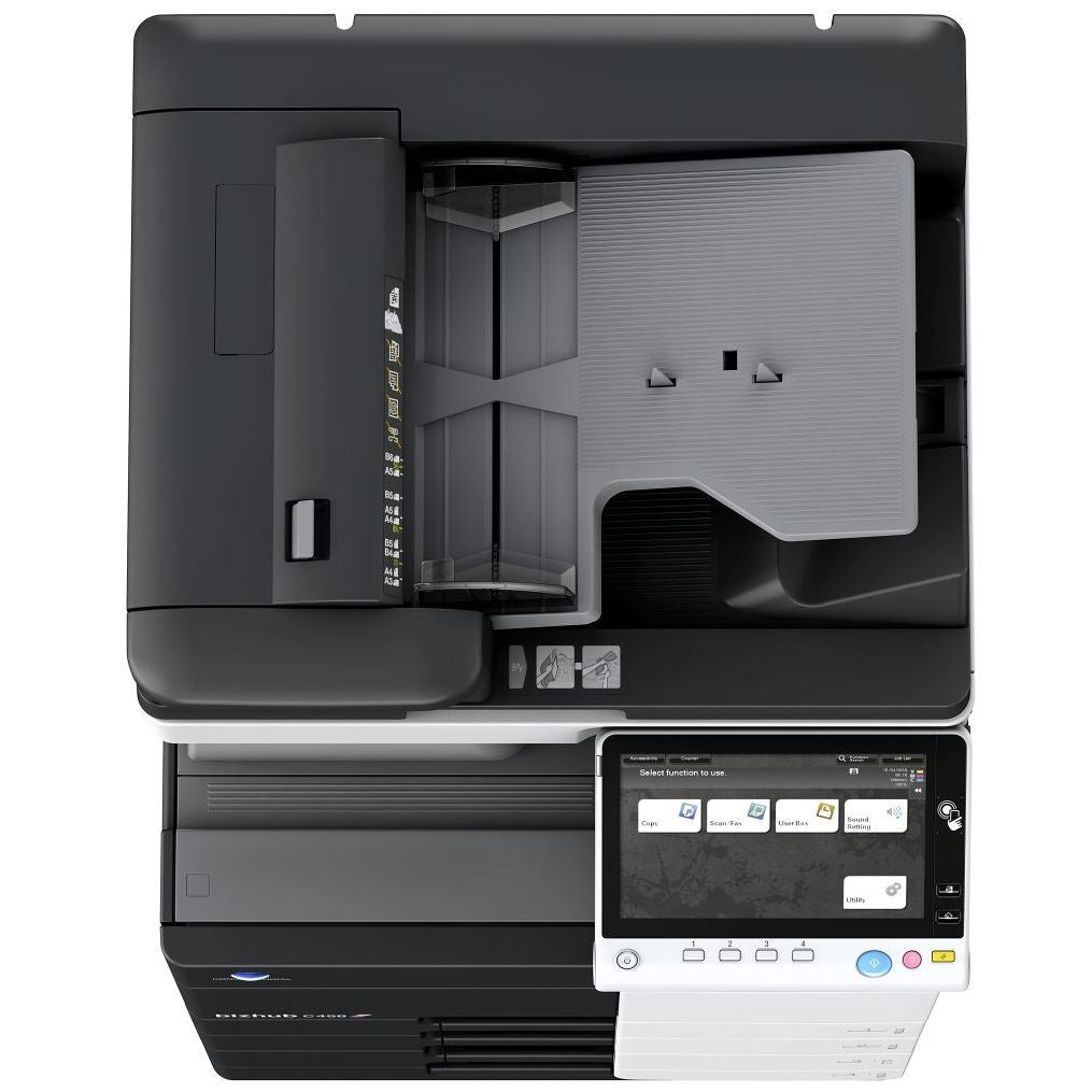 Konica Minolta bizhub C458 Dual scan DF, 4GB RAM, Emperon-Contr., Bypass, 2x500 sheets cassettes, HDD 250GB, Duplex
