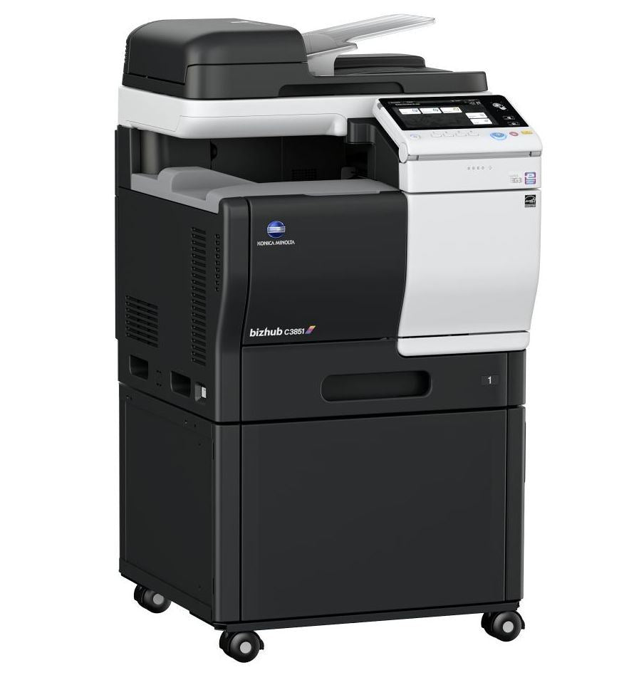 Konica Minolta bizhub C3851 A4 MFD.  Standard printer controller and fax. 550 sheets & 100-sheet bypass.ARDF and duplex standard.