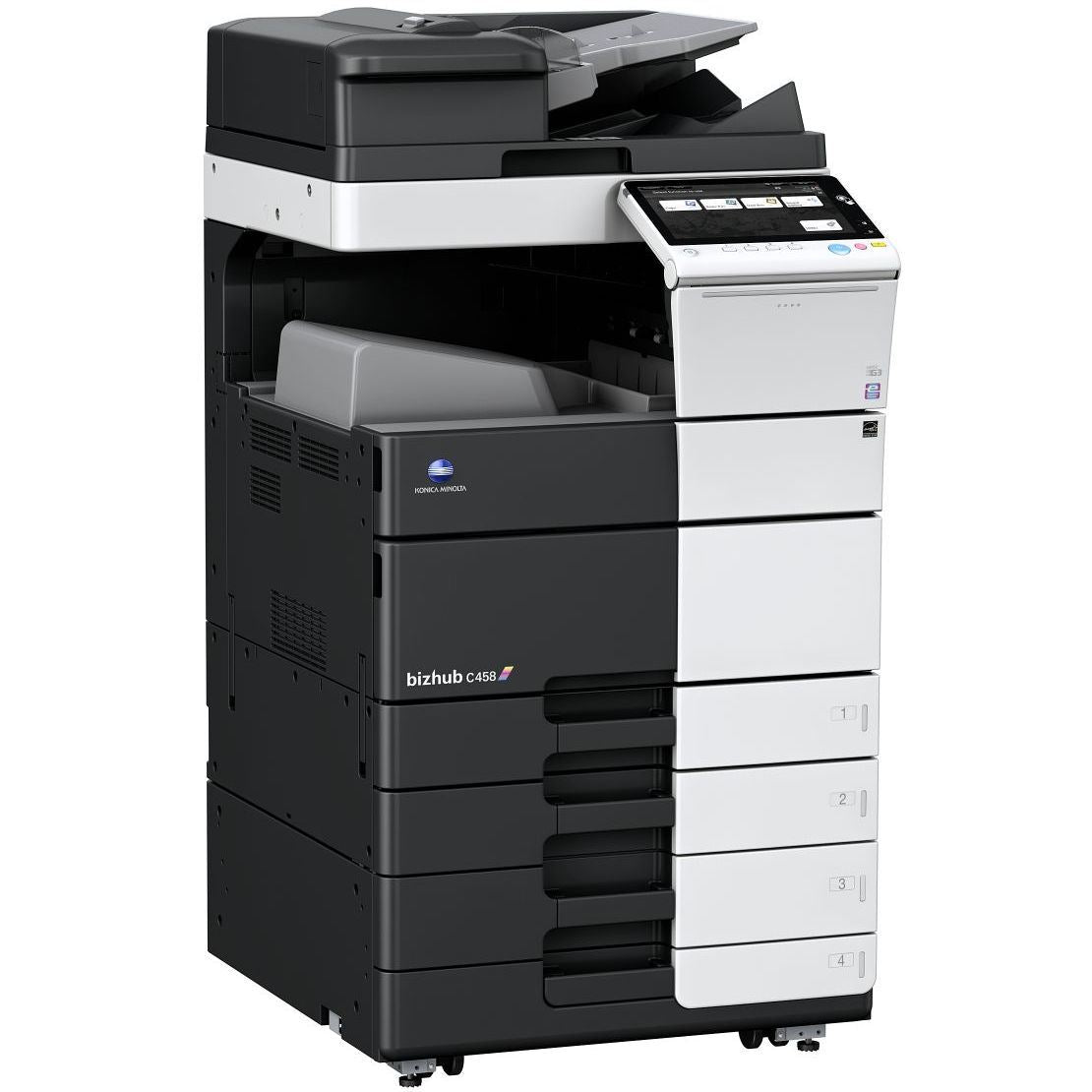 Konica Minolta bizhub C458 Dual scan DF, 4GB RAM, Emperon-Contr., Bypass, 2x500 sheets cassettes, HDD 250GB, Duplex