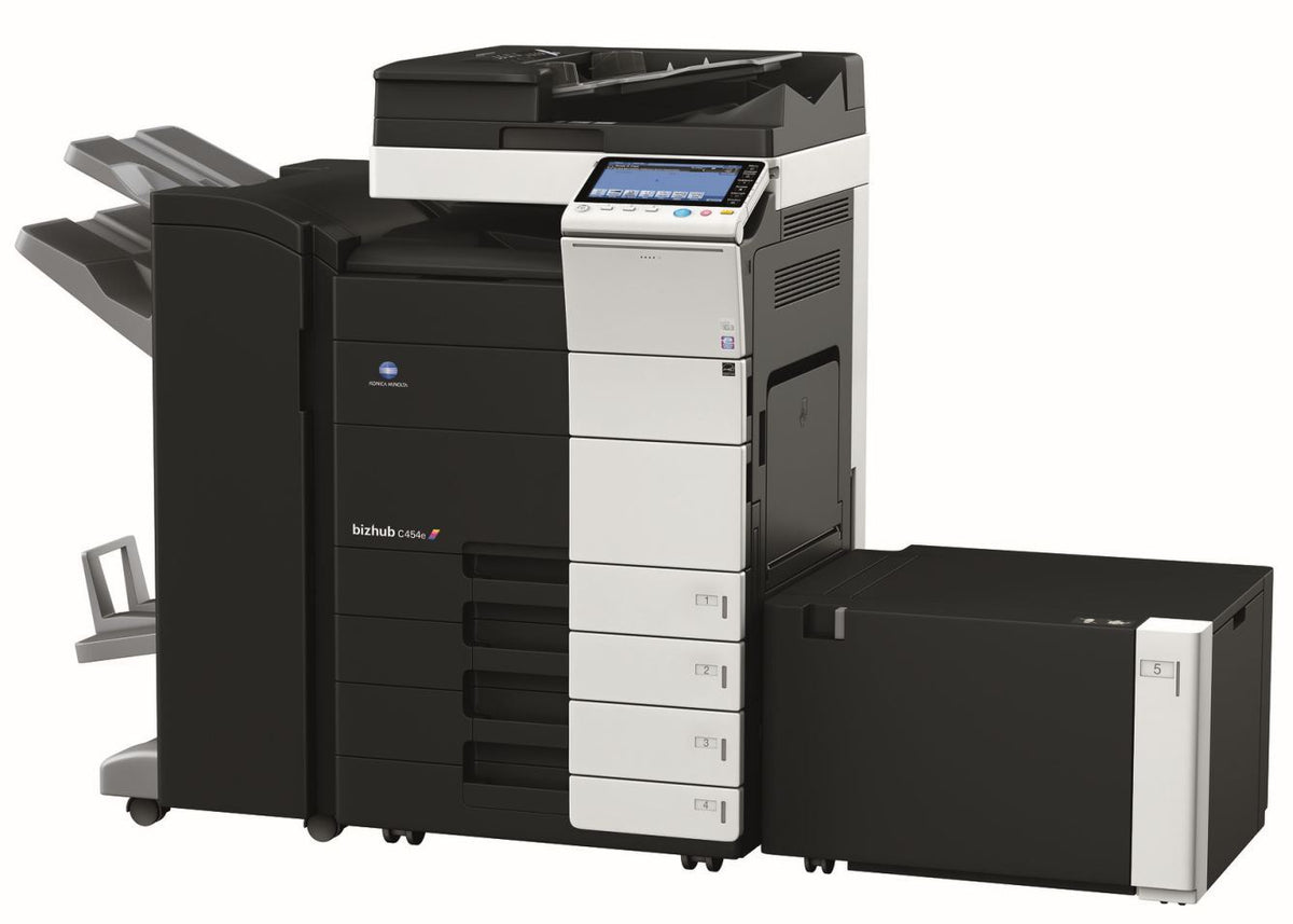 Konica Minolta bizhub C454e, Dual scan DF, 2GB RAM, Emperon-Contr., Bypass, Paper Cass. (2x500 sheets), HDD 250GB, Duplex