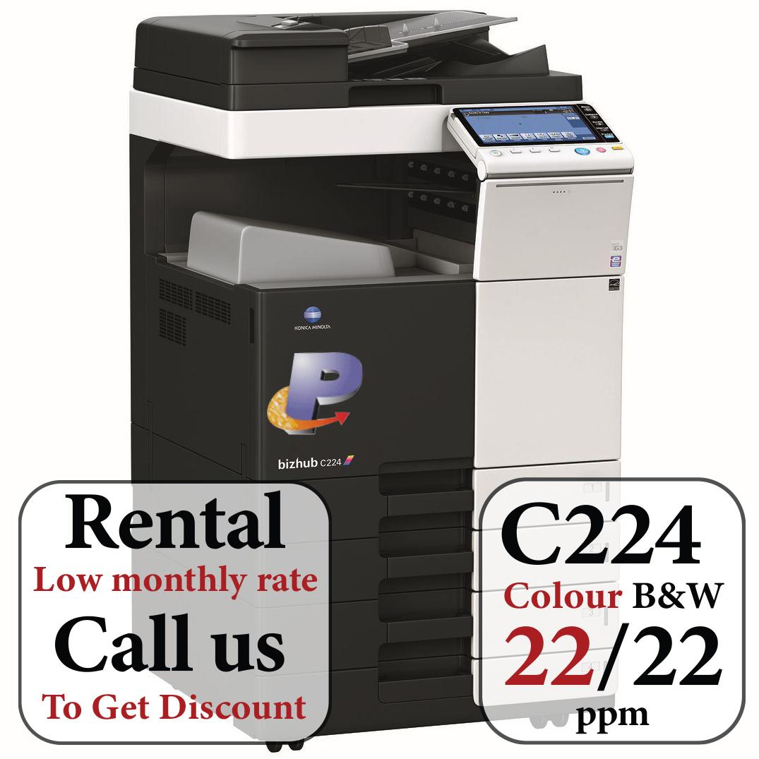 Konica Minolta bizhub C224, 2GB RAM, Emperon-Contr., Bypass, Paper Cass. (2x500 sheets), HDD 250GB, Duplex Unit