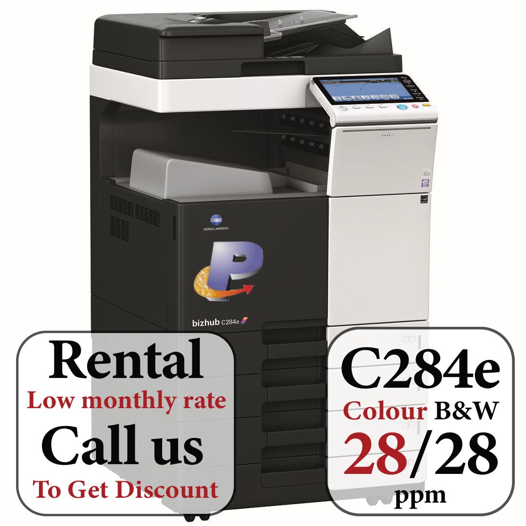Konica Minolta bizhub C284e, 2GB RAM, Emperon-Contr., Bypass, Paper Cass. (2x500 sheets), HDD 250GB, Duplex
