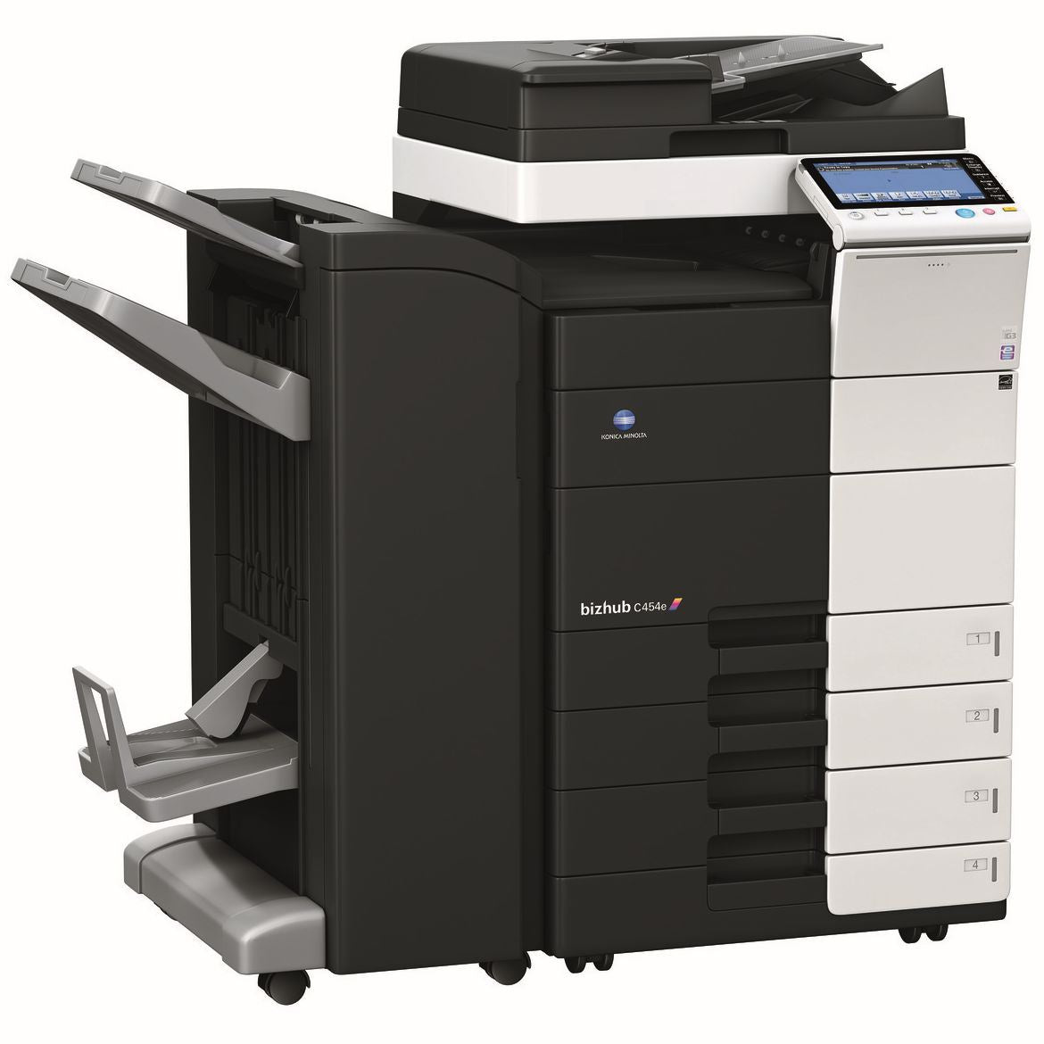 Konica Minolta bizhub C454e, Dual scan DF, 2GB RAM, Emperon-Contr., Bypass, Paper Cass. (2x500 sheets), HDD 250GB, Duplex