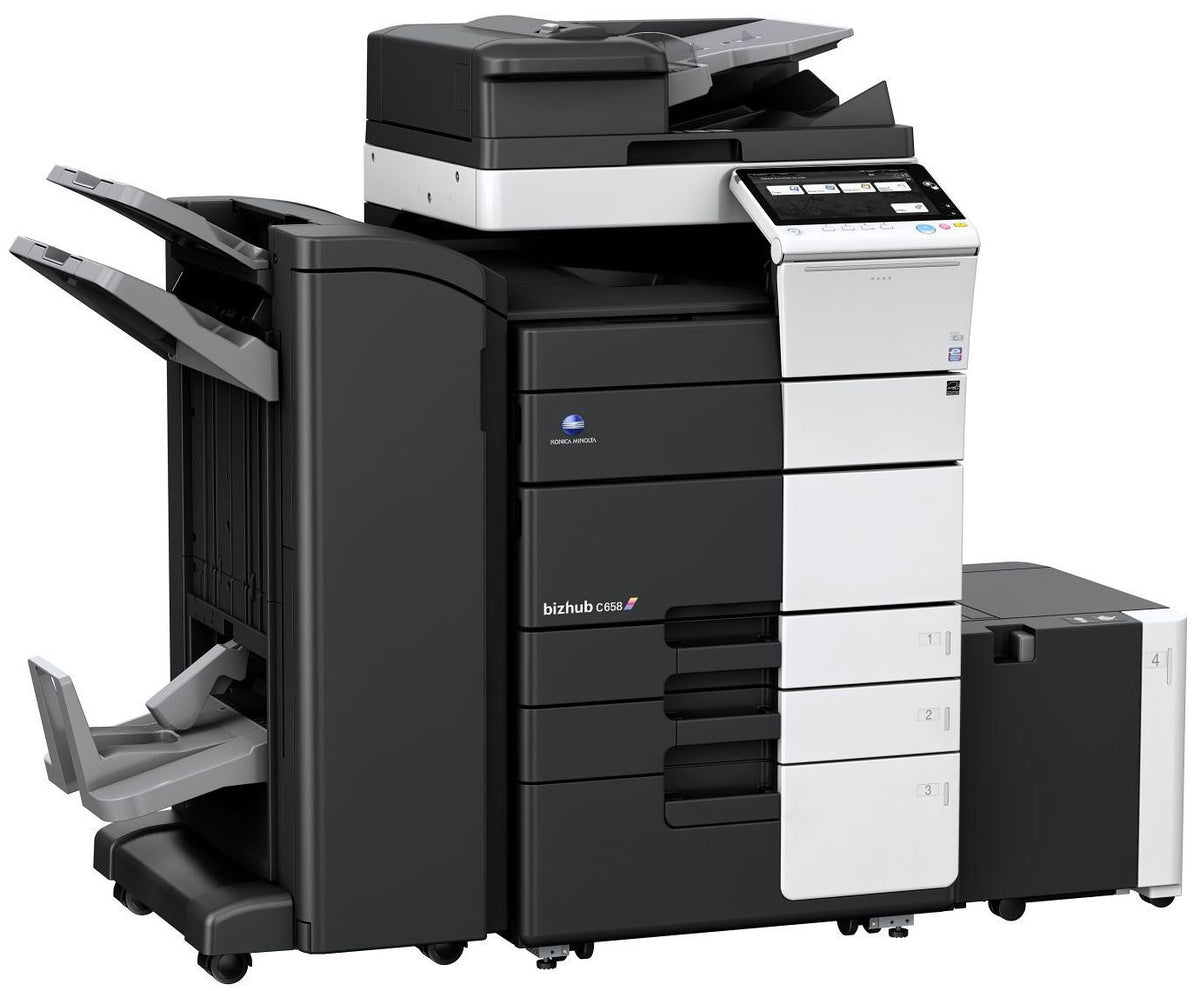 Konica Minolta bizhub C658 Dual scan DF, 4GB RAM, Emperon-Contr., Bypass, 2x500 sheets cassettes, HDD 250GB, Duplex
