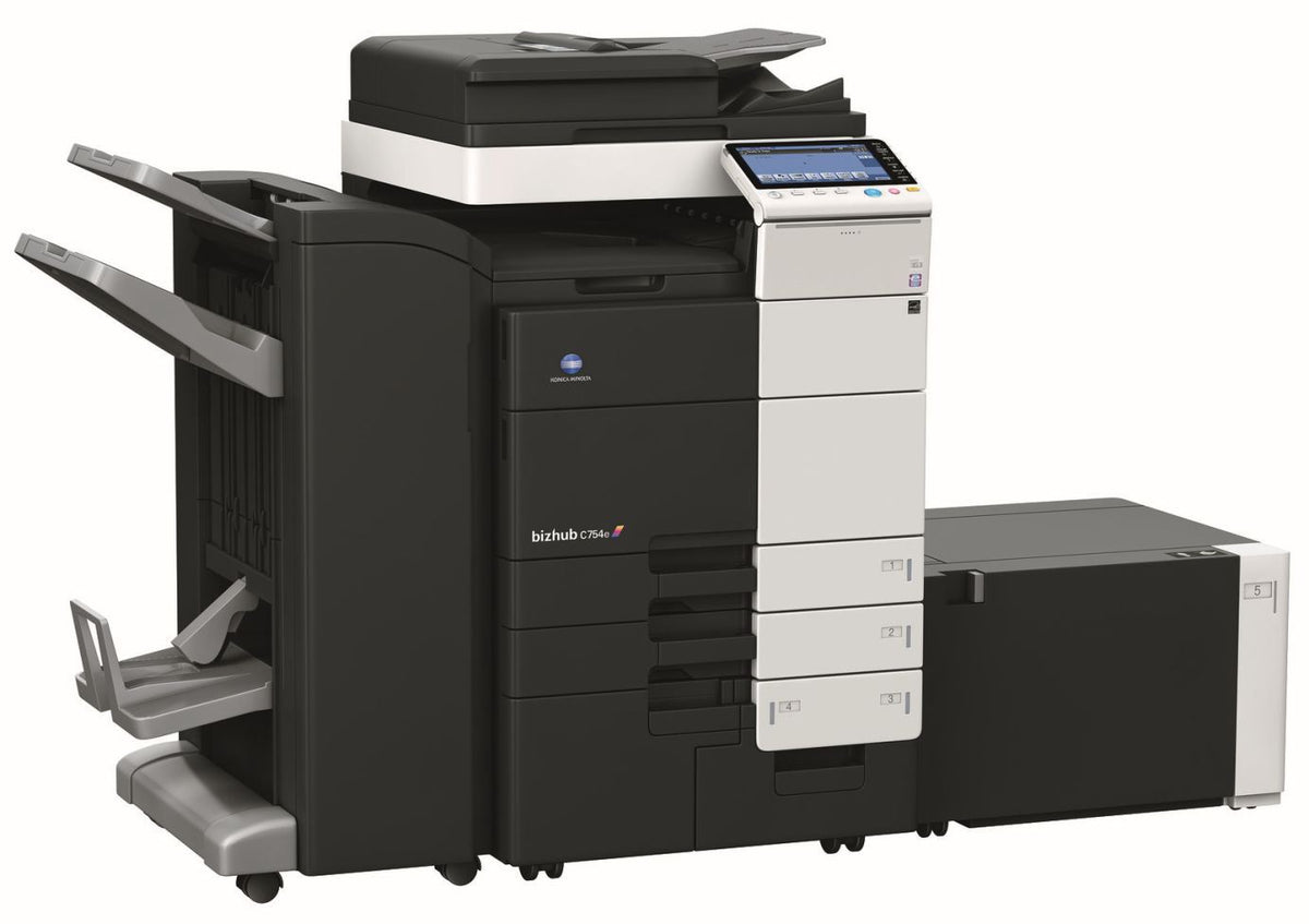Konica Minolta bizhub C754e,  Dual Scan DF, Duplex, Bypass, Emperon, 4 x cass, 2GB RAM, 250GB HDD