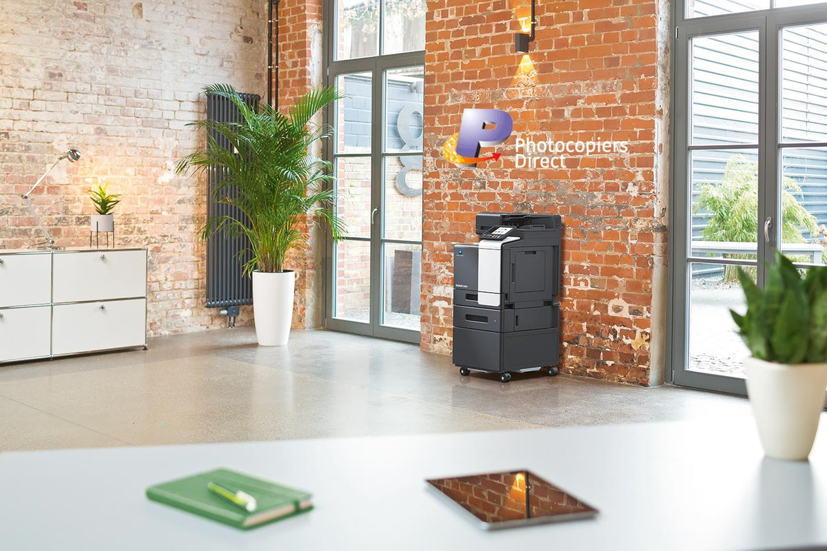 Konica Minolta bizhub C3321i -A4 MFD. Print cntrllr. Std 500 sheets and 100-sheet bypass paper capacity. ADF and duplex unit std.